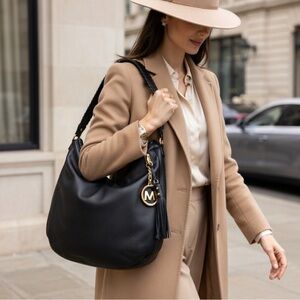 Michael Kors Large Leather Whipstitch Lydia Hobo